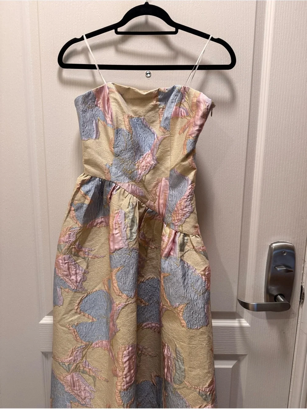 Elliatt Strapless Jacquard Gown in Blush, Lavender and Pale Blue - Picture 7 of 9